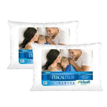 Imagem de Kit 02 Travesseiros Percal Plus 180 Fios 50x70cm Trisoft