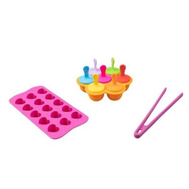 Imagem de Kit forma de gelo e picolé e pegador de salada p - Mozcada, U, SORTIDO