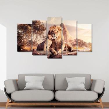 Imagem de Quadro Mosaico Leão e Filhote / 5 Peças - 3D - FILADELFIA