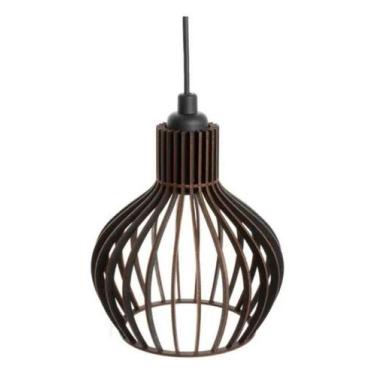 Imagem de Lustre Luminoso Pendente Teto Varanda Turin Mdf E27-21x18cm - Dupétriz