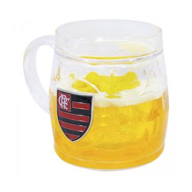 Imagem de Caneca Cerveja Flamengo Acrílico Bg 400Ml Brasão Metal - Mileno
