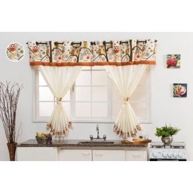Imagem de Cortina De Cozinha 2,60x1,40m Com Bando Varias Estampas - BOB SHOP BOR