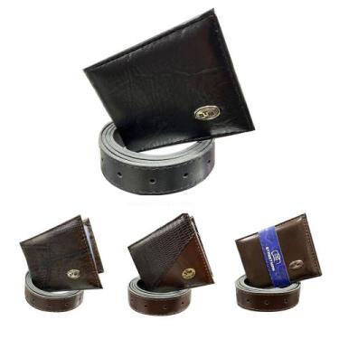 Imagem de kit Carteira e Cinto Porta Cartão Doc Masculino Bolsa Moda Slim Pai Ac