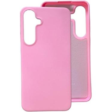 Imagem de Capinha Compatível Com Samsung Galaxy S24, S24 PLUS e S24 ULTRA Linha PREMIUM Colorida Preto, Branco, Vermelho, Azul, Verde, Rosa Transparente Slim Aveludada 3 Camadas (Rosa claro, S24 PLUS)