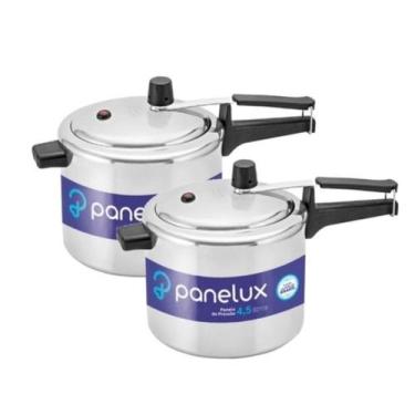 Imagem de Kit com 2 Panela de Pressão Panelux Polida 4,5 Litros em Alumínio Poli