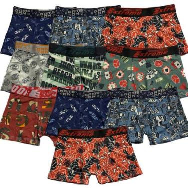 Imagem de Kit 10 Cuecas Boxer Infantil Fristyle Em Microfibra Estampada, M