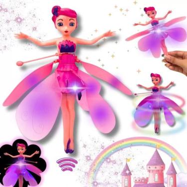Imagem de Brinquedo Menina Boneca Fada Voadora Recarregável Com Sensor e Luzes -