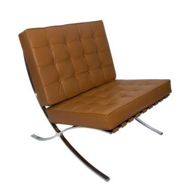 Imagem de Poltrona Barcelona Base Cromada Couro Natural Legitimo - Decorato Móve