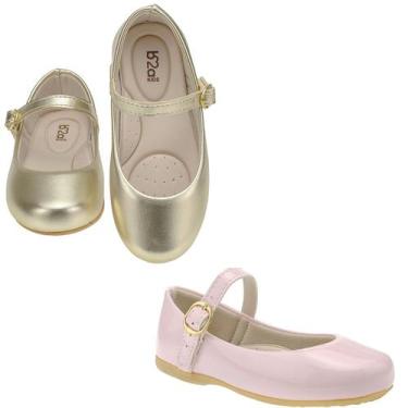 Imagem de Kit 2 pares sapatilha infantil menina b2a kids 9001 dourado rosa, 27