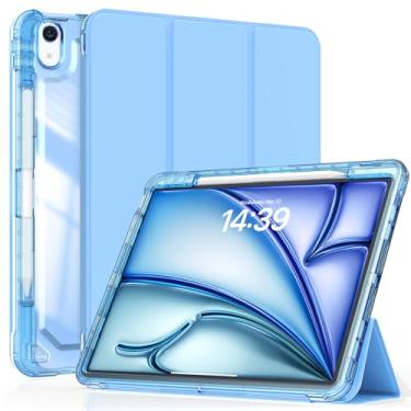 Imagem de Sevrok Capa para iPad Air de 13 polegadas M3/M2 (2025/2024), protetor de tela de couro com suporte para lápis, capa inteligente magnética de couro macio com três dobras com parte traseira de TPU