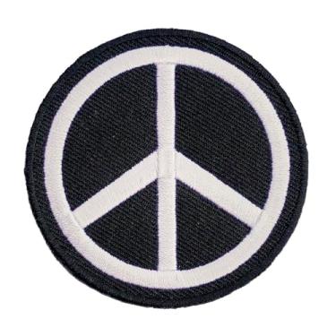 Imagem de Jaqueta jeans preta bordada com símbolo da paz com remendo