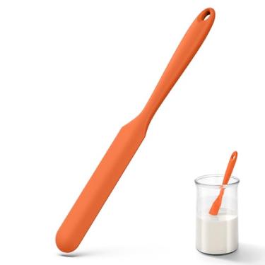 Imagem de U-Taste Espátula de frasco de silicone skinny: 600ºF resistente ao calor de grau alimentício 25,4 cm vareta de agitação de massa fermentada estreita, espalhador de manteiga de amendoim flexível sem