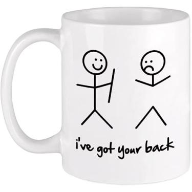 Imagem de Bioprocess Caneca de café divertida ideal de 325 ml para mulheres e homens, caneca de café de cerâmica com frases espirituosas I've Got Your Back