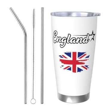 Imagem de Laohuui Caneca de café com isolamento de futebol inglês copo de aço inoxidável de viagem 590 ml para presentes de fãs de futebol