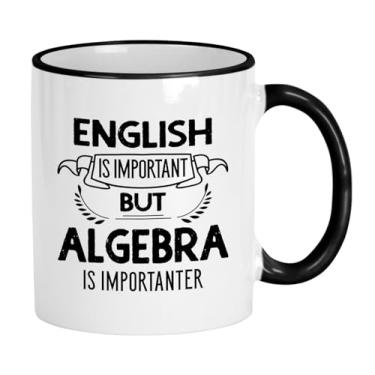 Imagem de Casitika Caneca de álgebra. Caneca de café de cerâmica engraçada de 325 ml para amantes de matemática. Importante de matemática em inglês. Canecas de professor presente para professores e alunos.