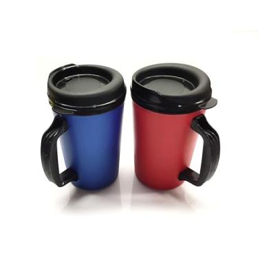 Imagem de GAMA Electronics Caneca térmica Thermoserv de 590 ml com design clássico de posto de gasolina (azul/vermelho pacote com 2)
