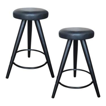 Imagem de Kit 2 Banqueta Preta Pé Palito Media Para Cozinha Bar Balcão - MM DECO