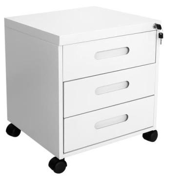 Imagem de Gaveteiro Volante de Aço 3 Gavetas Home Office Branco - ULTRA Móveis -