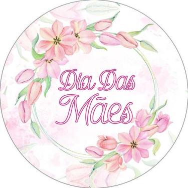 Imagem de Painel De Festa Redondo 1,50x1,50 - Dia das Mães Tulipas e Flores Rosa
