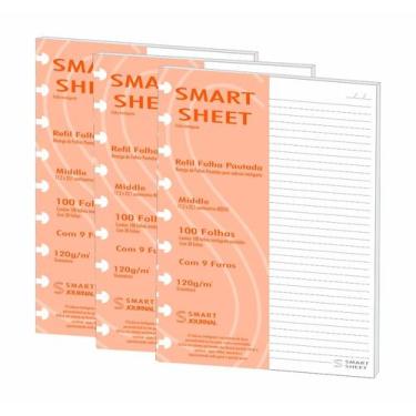 Imagem de Kit 3 Refil Caderno Inteligente 120g 100 Folha Pautado Medio - Best