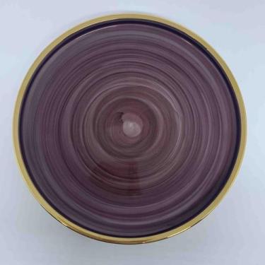 Imagem de Prato Sobremesa Porcelana Vinho c/Borda Dourada 19cm - Unid. - Home De