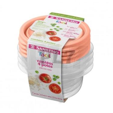 Imagem de Kit 4 Potes Para Alimentos Redondo 230 Ml Sanremo