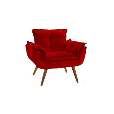 Imagem de poltrona opala VERMELHA suede decorativa para sala escritório H.G.H-De