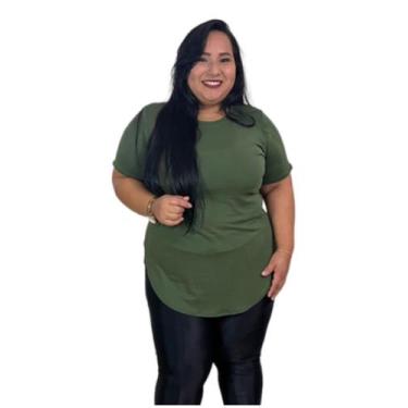 Imagem de Blusa plus size basica tapa bumbum rf:08 - momento confecções, Militar