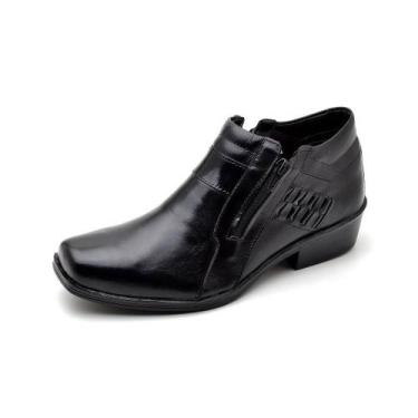 Imagem de Bota Casual Masculina Cano Curto Couro Liso Reta Oposta - 5613 - Preto