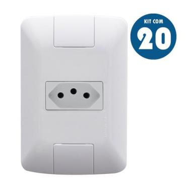Imagem de Kit 20 Conjunto Tomada 20 Amperes Branco Aria 4x2 Tramontina