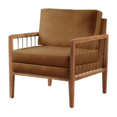 Imagem de Poltrona Decorativa Gael Madeira Maciça Castellar Móbile, Corino Caram