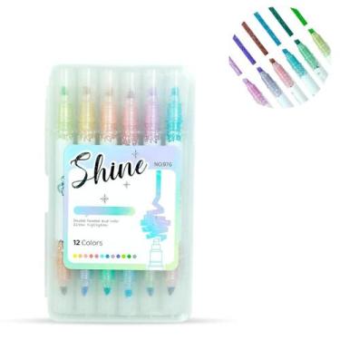 Imagem de Kit Marca Texto Glitter - 12 Cores - Shine - Michael Judi