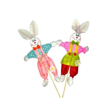 Imagem de Casal Coelho Páscoa Decoração 50cm - Fox Import LTDA