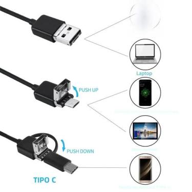 Imagem de Câmera Endoscópica À Prova D'Água 7mm - 3 em 1 (Micro USB, Tipo C) - M