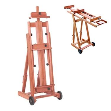 Imagem de Cavalete Estúdio para Pintura, Comporta uma Tela de até 1,60 m ou duas Telas de 70 cm de altura, Trident, 12335, Madeira Eucalipto Clara