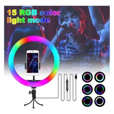 Imagem de Ring Light Rgb Colorida 20 Centimetros Led + Mini Tripe - Soleste