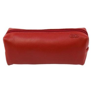 Imagem de Estojo / Necessaire PALERMO em Couro Galvani, Vermelho