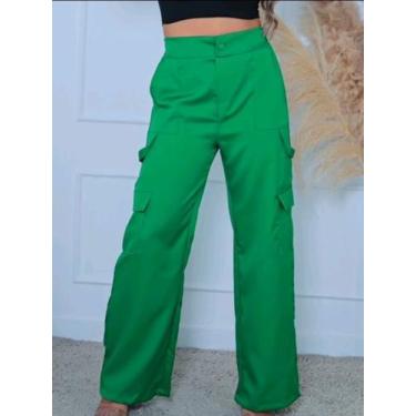 Imagem de calça cargo alfaiataria feminina - estacaomix, Verde, G