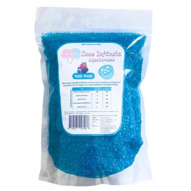 Imagem de Açúcar de Bolo Doce Algodão Doce Cristal Colorido Azul Tutti Frutti Pu
