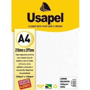 Imagem de Papel Linho A4 180g Texturizado Branco para Impressão de Convites e Di