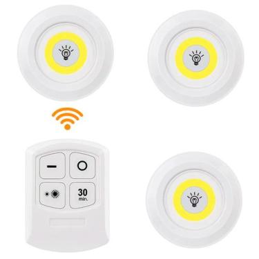 Imagem de Kit Iluminação Luminária 3 Led Spots Sem Fio + Controle Remoto - GENZO