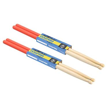 Imagem de PATIKIL Baqueta de madeira de bordo antiderrapante empunhadura para bengala de bateria 7A laranja 2 pares para percussão de instrumentos musicais de percussão