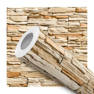 Imagem de Papel De Parede Adesivo Lavável Canjinha Efeito 3D Pedras 10m - Bazar 