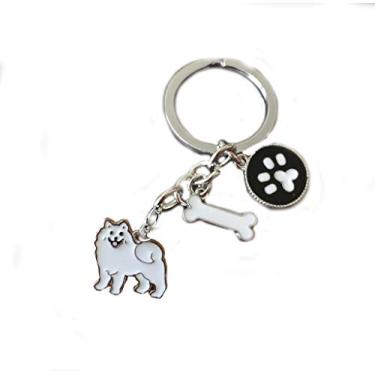 Imagem de Chaveiro para cachorro BBEART, chaveiro para cachorro fofo e bacana com mini chaveiro de metalBBEART About 25mm branco