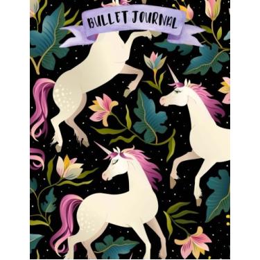 Imagem de Bullet Journal: A4 - Licorne - 160 pages - couverture souple "glossy" - Pointillés - Dot point, bullet journal, dot grid, planner, planning, organizer, journal, Licornes, Bujo