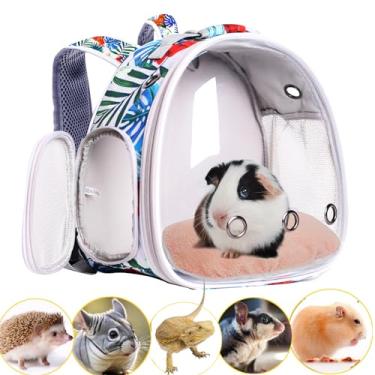 Imagem de WEVONIGU Mochila Transportadora De Hamster, Mochila Transportadora De Dragão Barbudo Para Crianças Com Janela De Bolha Transparente, Mochila De Viagem Para Animais Pequenos Para Rato Ouriço De Cobaia,