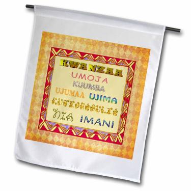 Imagem de 3dRose fl_216656_1"Significado de Kwanzaa, Suahili, Laranja, Verde, Amarelo, Roxo, Bandeira de Jardim Vermelho, 30 x 45