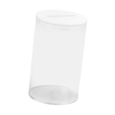 Imagem de IEUDNS Cofrinho transparente, enfeite para casa, economia de dinheiro, caixa para festival, sala de estar, presentes de hoilday, quarto, White Lid S