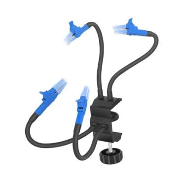 Imagem de Esquirla Suporte de PCB Suporte de soldagem Base de liga de alumínio antiderrapante Braços flexíveis Pintura Arte DIY Fixação Ferramentas de soldagem para, Azul