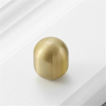 Imagem de Puxador redondo de cobre puro com furo único, puxador americano moderno simples de latão dourado para porta de armário de guarda-roupa, puxador vintage, ouro escovado, L, CHINA